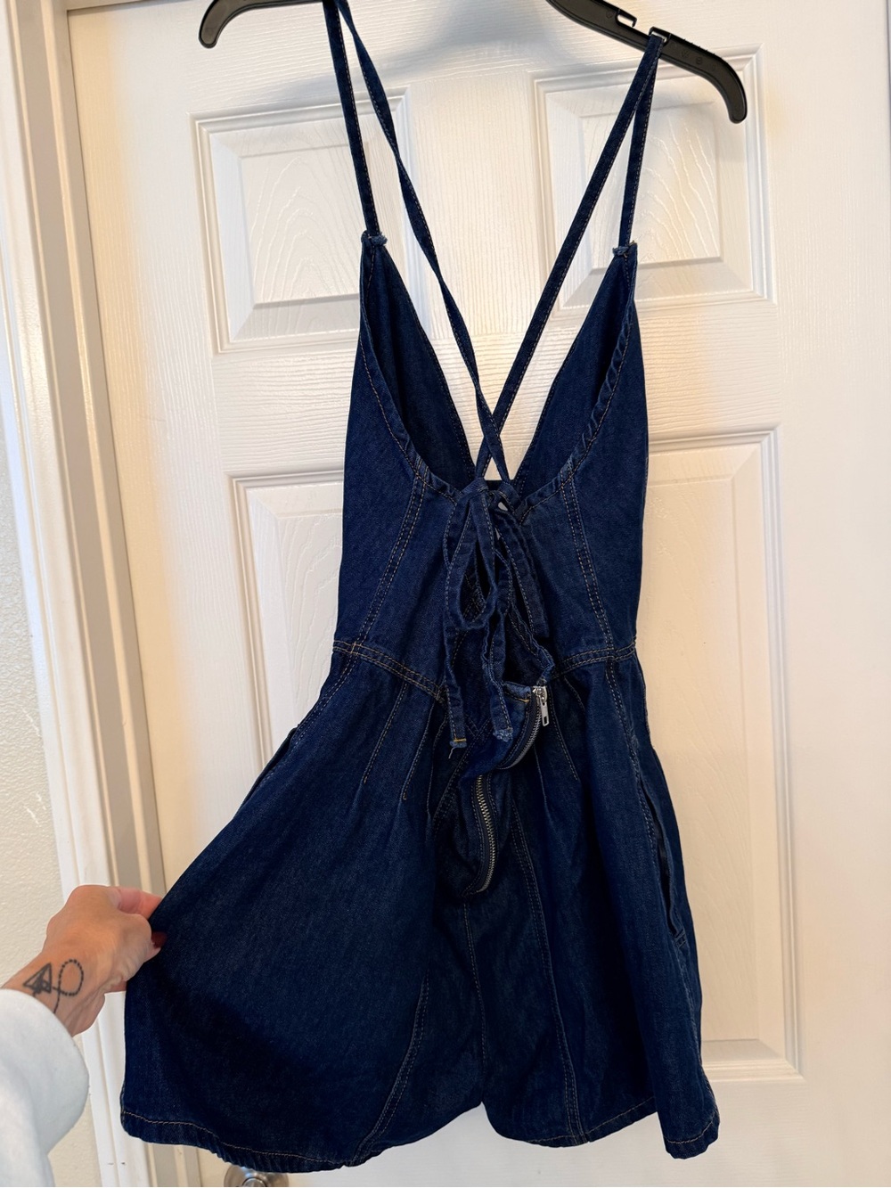 Spaghetti Strap Denim Romper - Picture 8 of 10